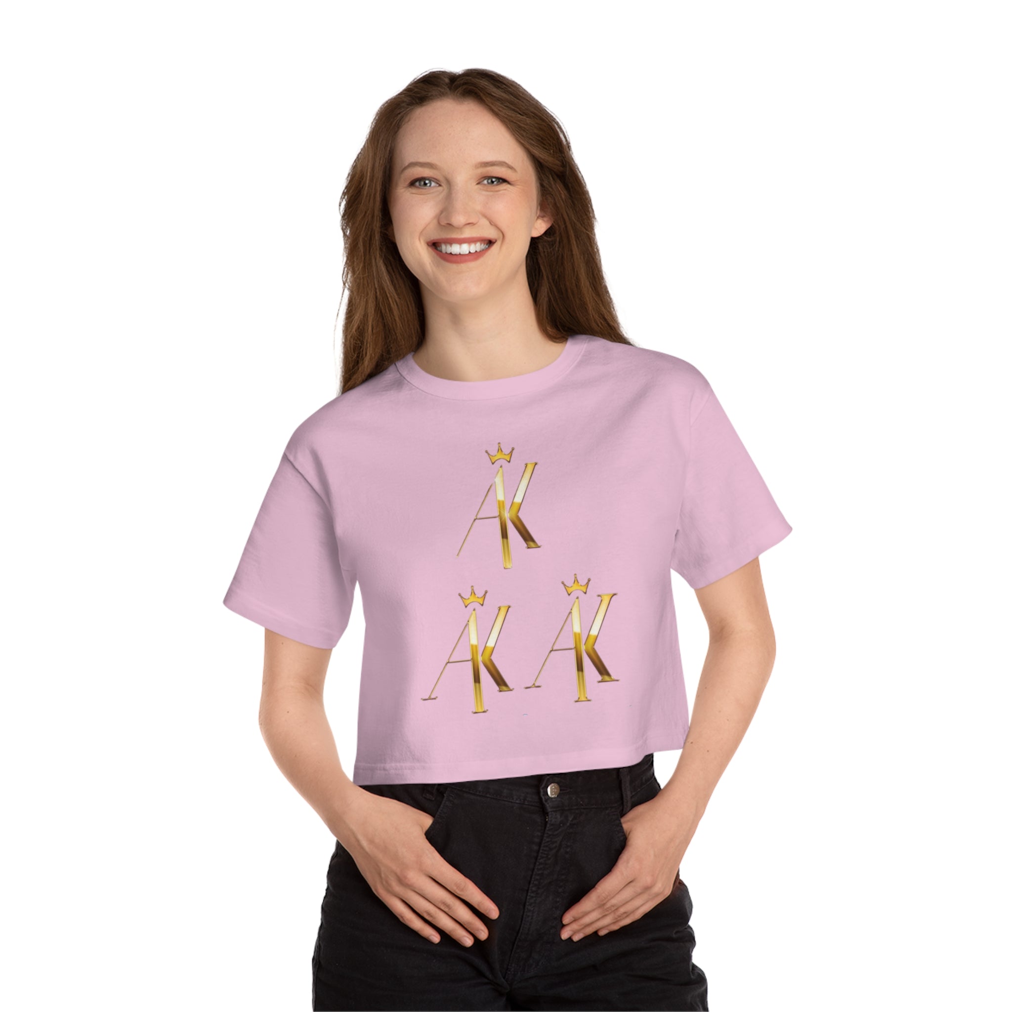 Golden Crown Initials Cropped T-Shirt for Women