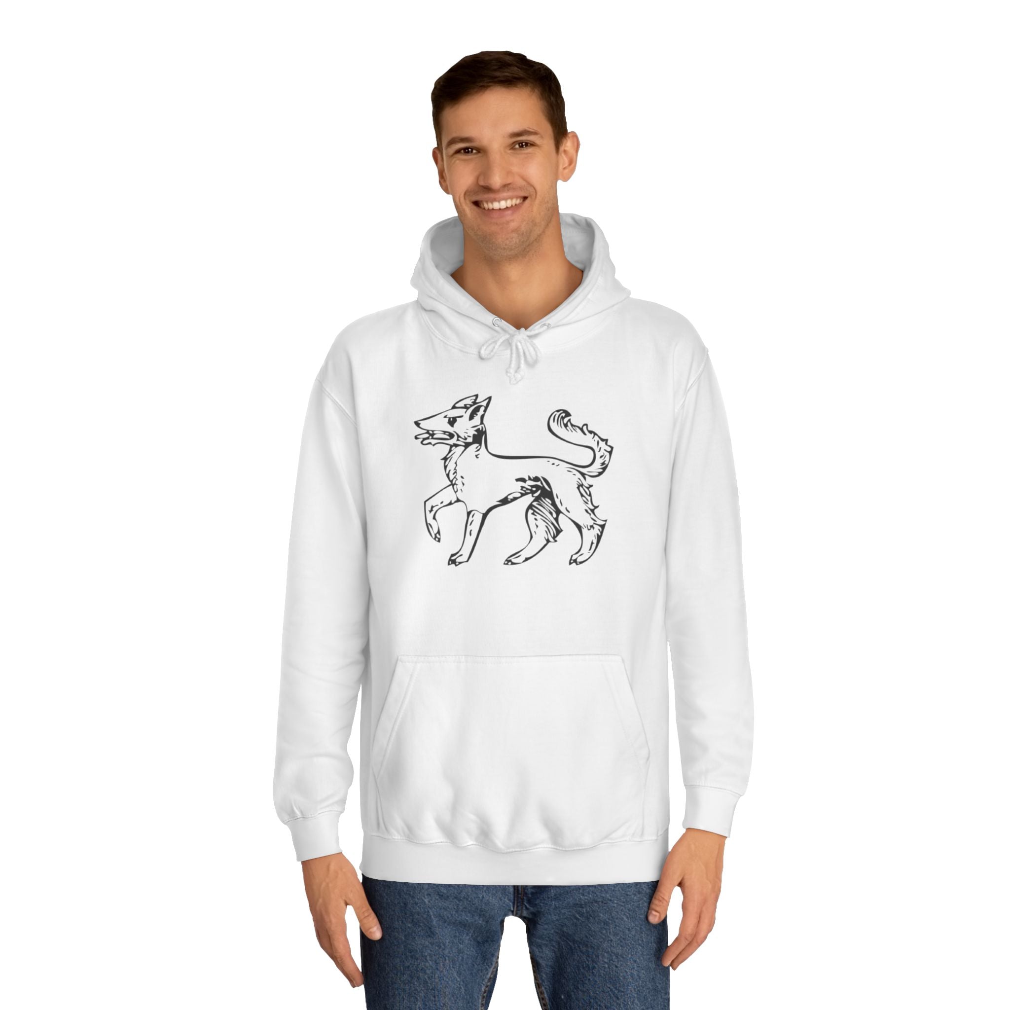 Unisex College Hoodie with Playful Dog Design