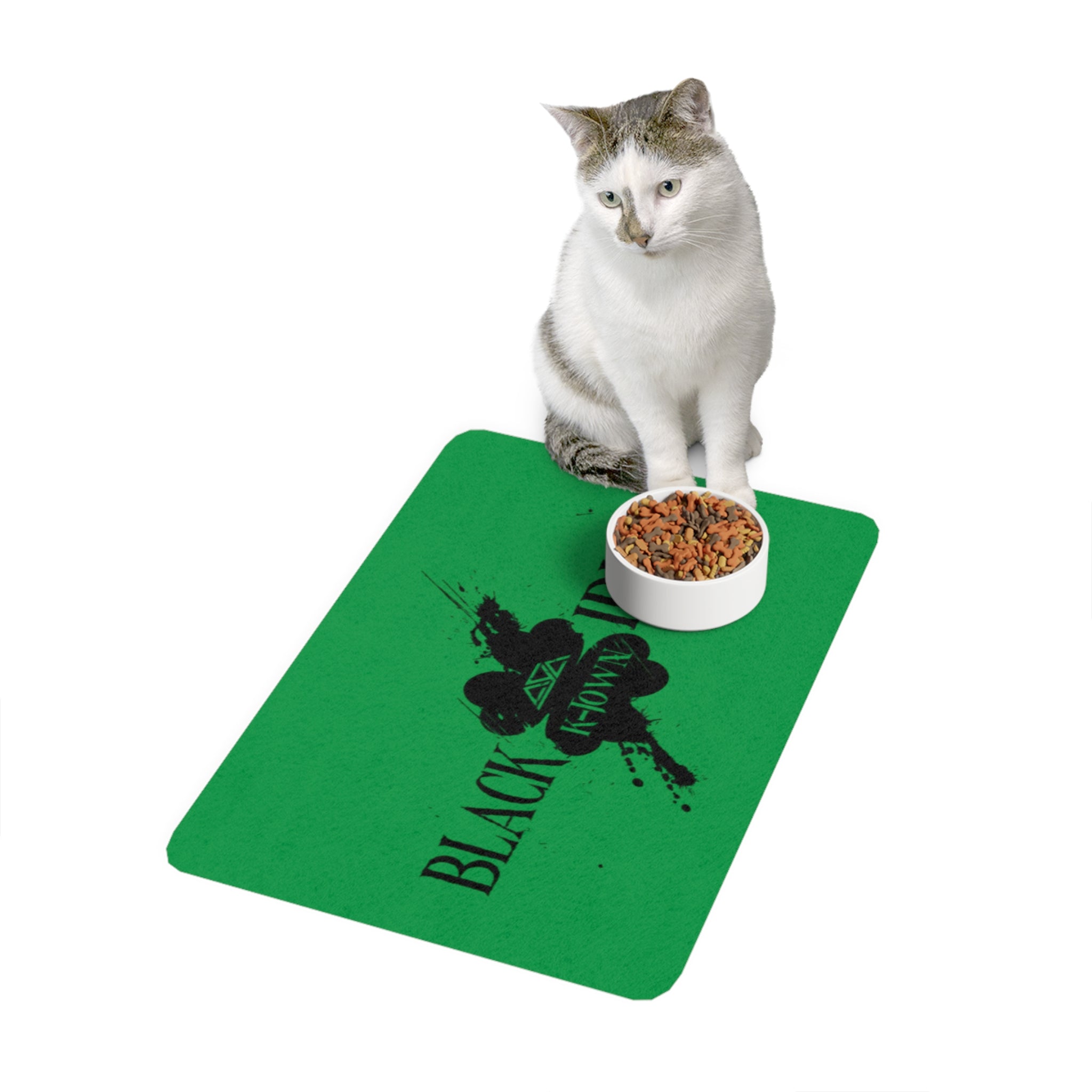 St. Patrick's Day Pet Food Mat - Black Irish Design (12x18)