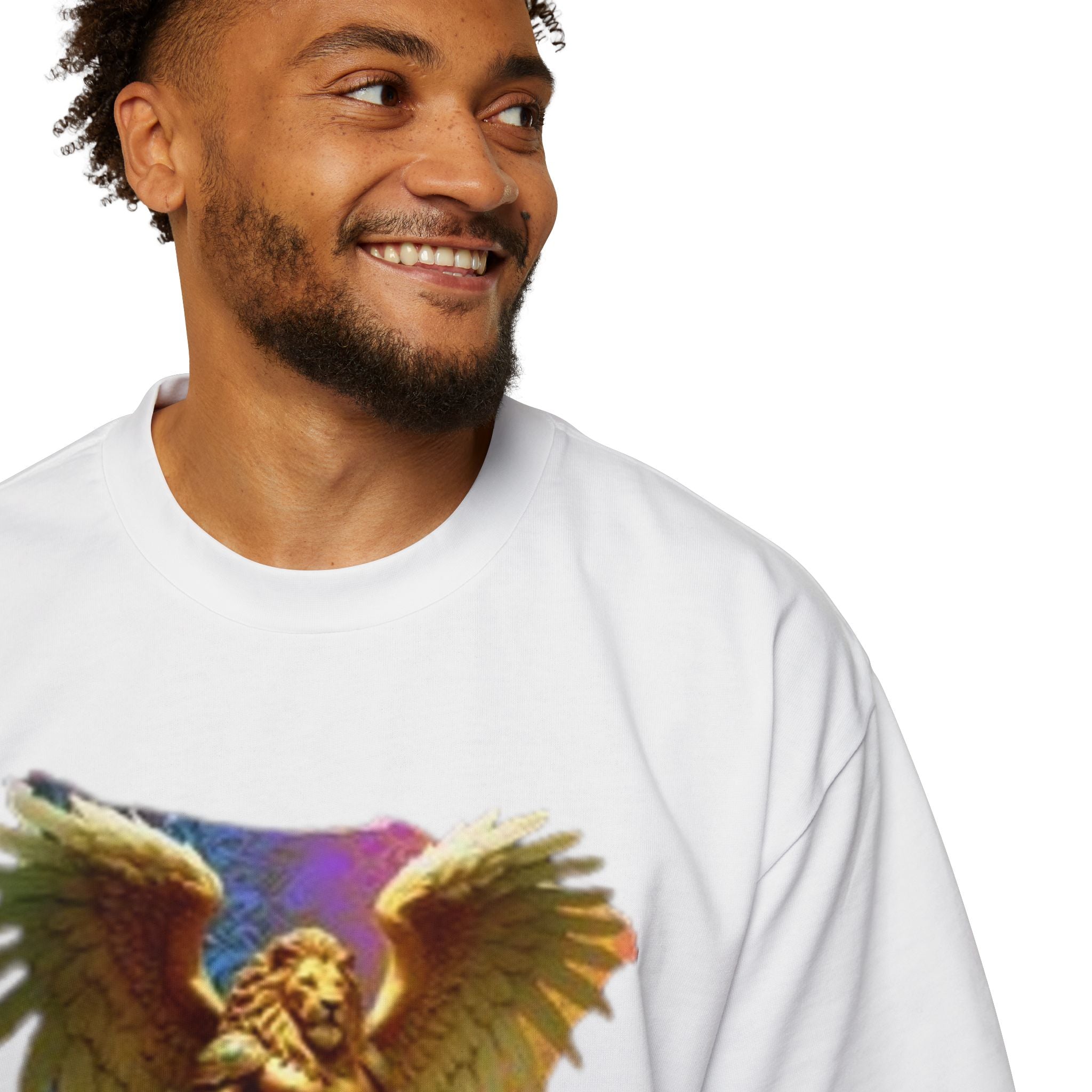 Men's Heavy Oversized Tee - Vintage Angel Graphic Tee for Casual Style