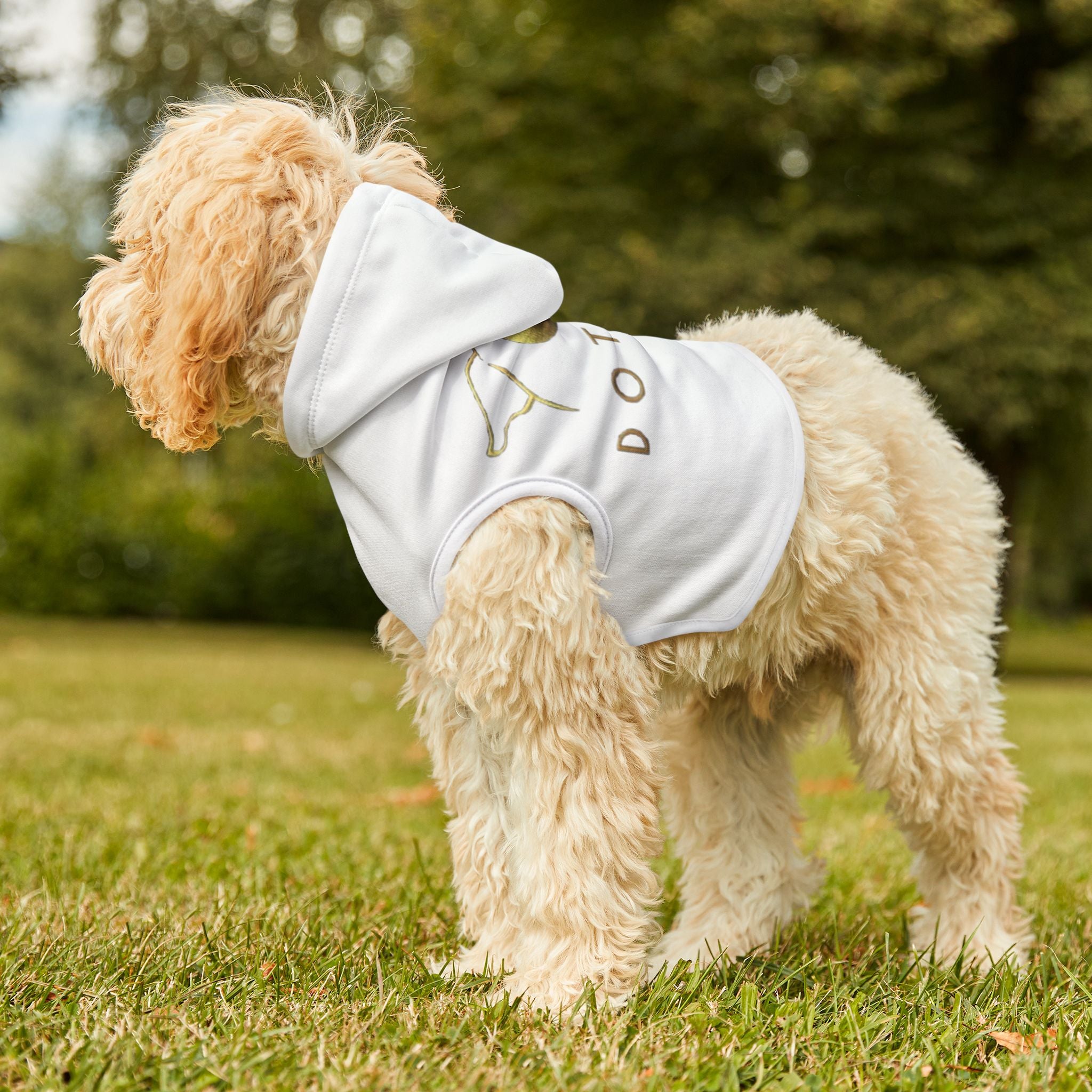 Stylish Pet Hoodie with Golden Dog Design