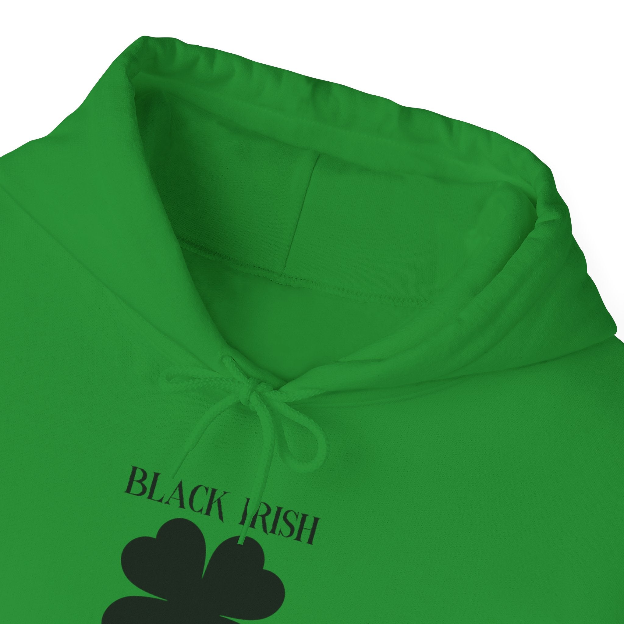 St. Patrick's Day Unisex Hooded Sweatshirt - Green 'Black Irish' Design